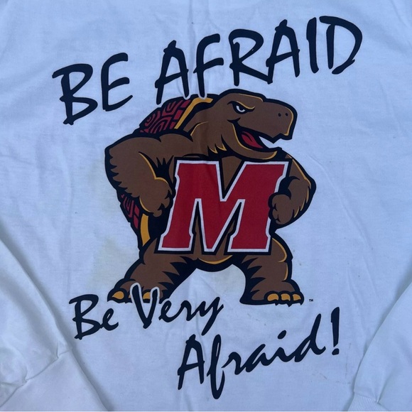 Vintage 90s Maryland Terrapins BE AFRAID Long Sleeve Tshirt Size Small NOS - Picture 3 of 8
